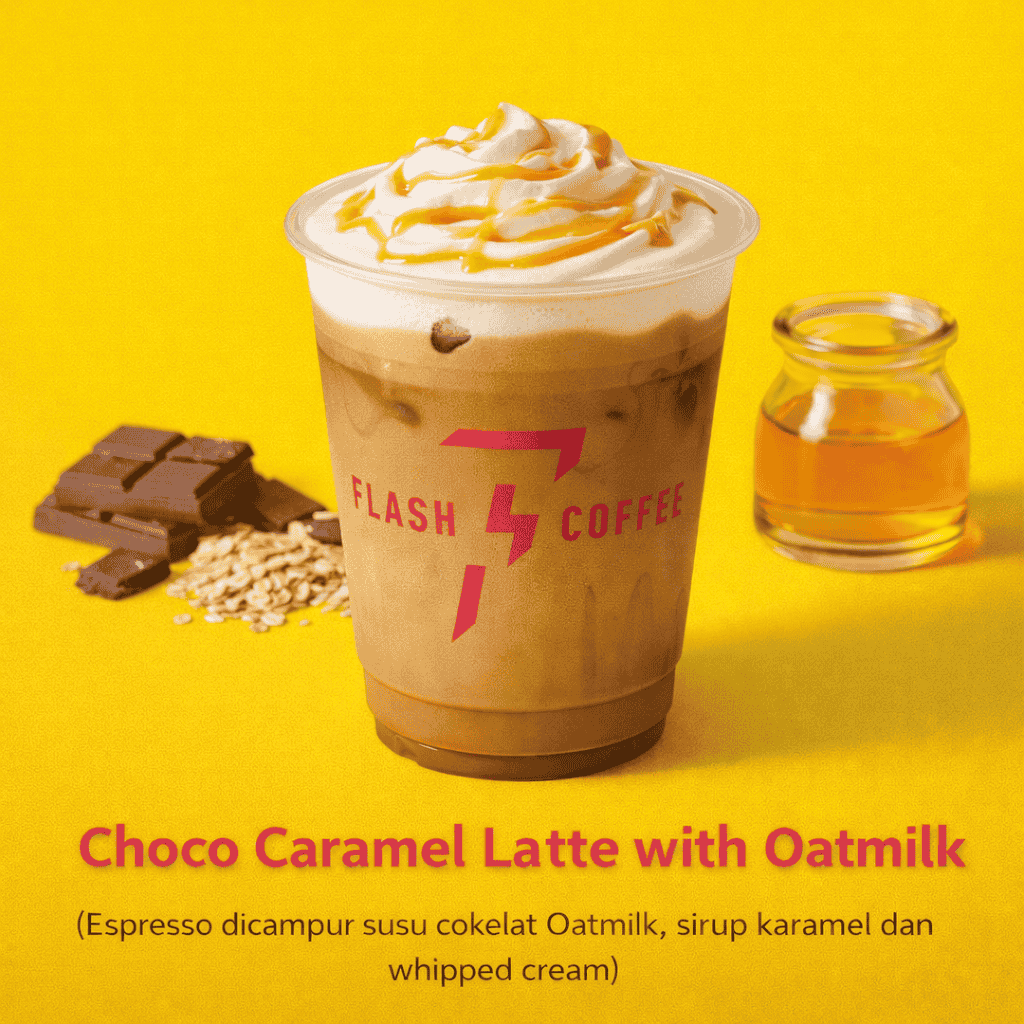 Choco Caramel Latte with Oatmilk Flash Coffee